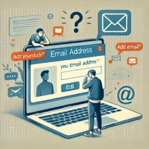 DALL·E 2025 01 18 05.38.41 A conceptual illustration of a person trying to communicate online but forgetting to include their email address. The scene includes a laptop screen d 1