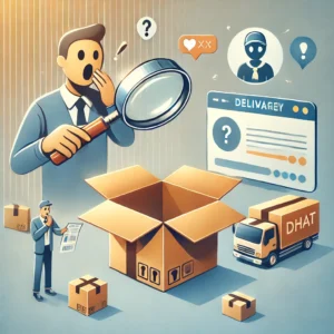 DALL·E 2025 01 18 05.47.14 A conceptual illustration of a customer receiving an empty package instead of the ordered product. The scene includes a surprised person holding an op 1