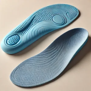 DALL·E 2025 01 24 21.24.39 A pair of silicone gel insoles designed for orthopedic foot care placed on a clean neutral background. The insoles are blue with arch support paddin 1