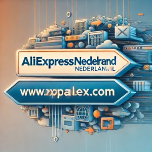 DALL·E 2025 02 12 07.22.42 A digital graphic design featuring the transition from AliExpressNederland.nl back to VraagAlex.com . The image should include a website URL sign f 1