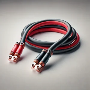 DALL·E 2025 03 07 05.17.14 A high quality digital image of a pair of silicone battery cables with M8 copper lugs one red and one black neatly arranged on a clean white backgro 1